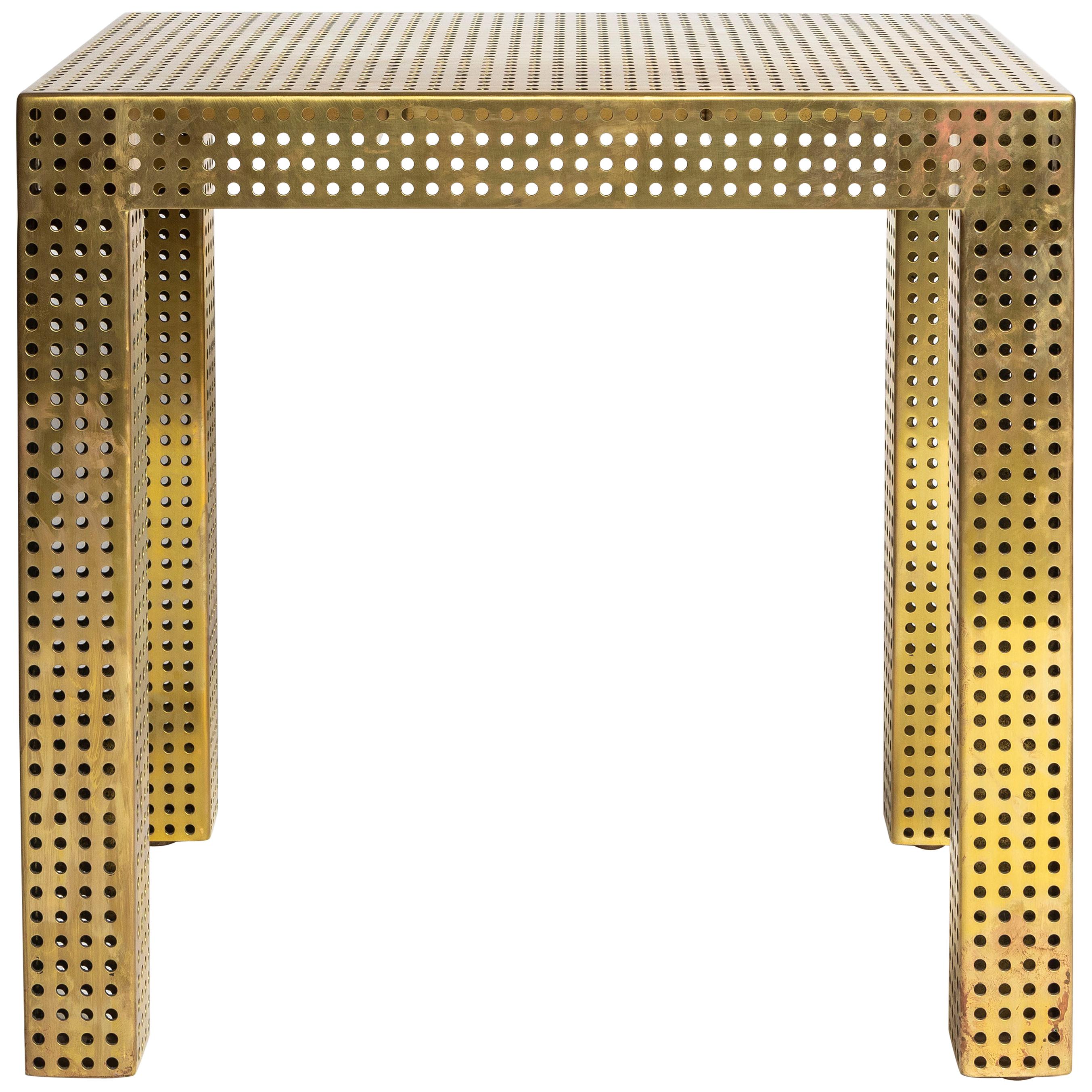 Matégot-Style Perforated Brass Console Table by Kelly Wearstler