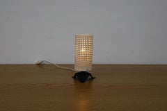 Mategot Style Perforated White Table Lamp with Black Base