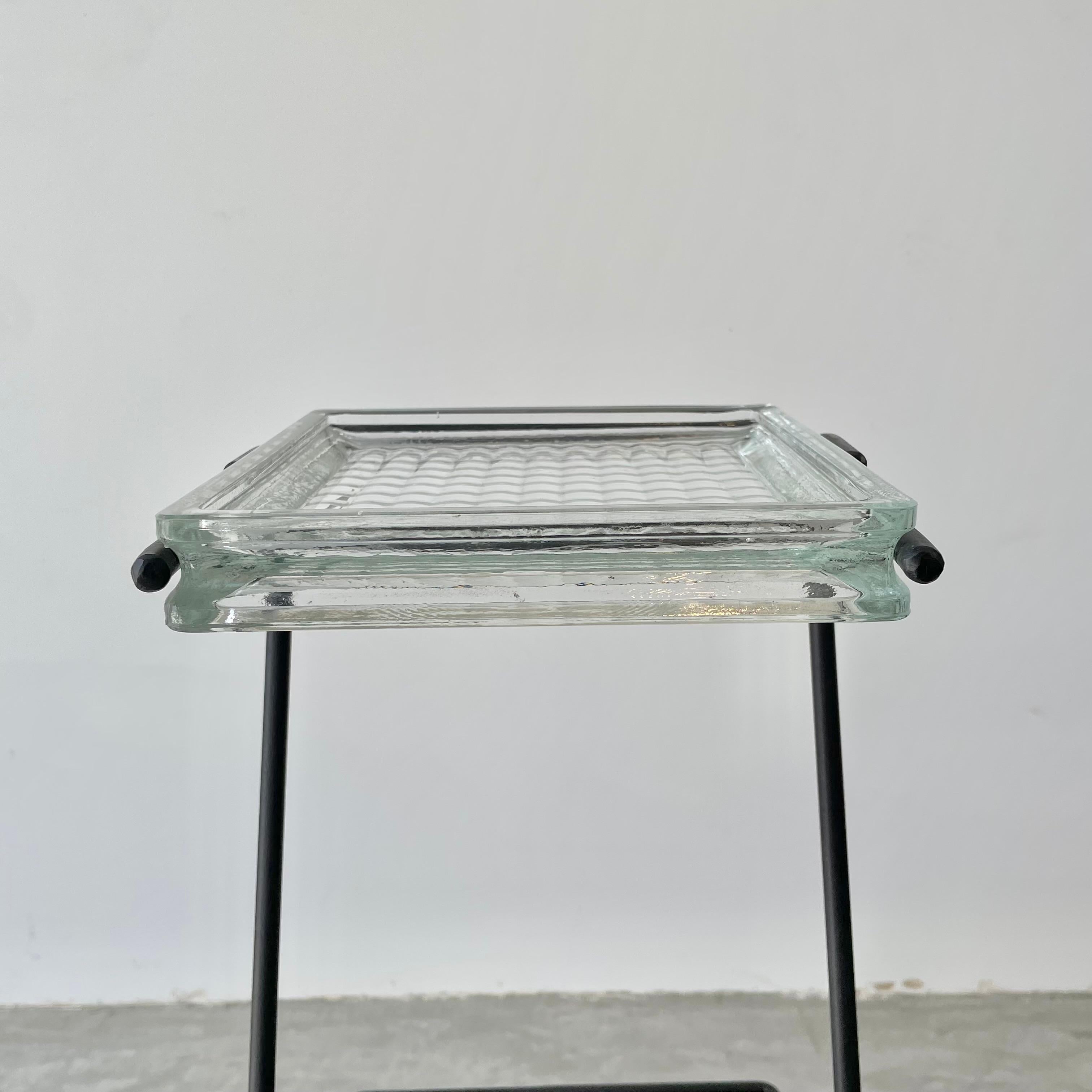 Mategot Style Side Table in Iron and Glass, 1950s For Sale 8