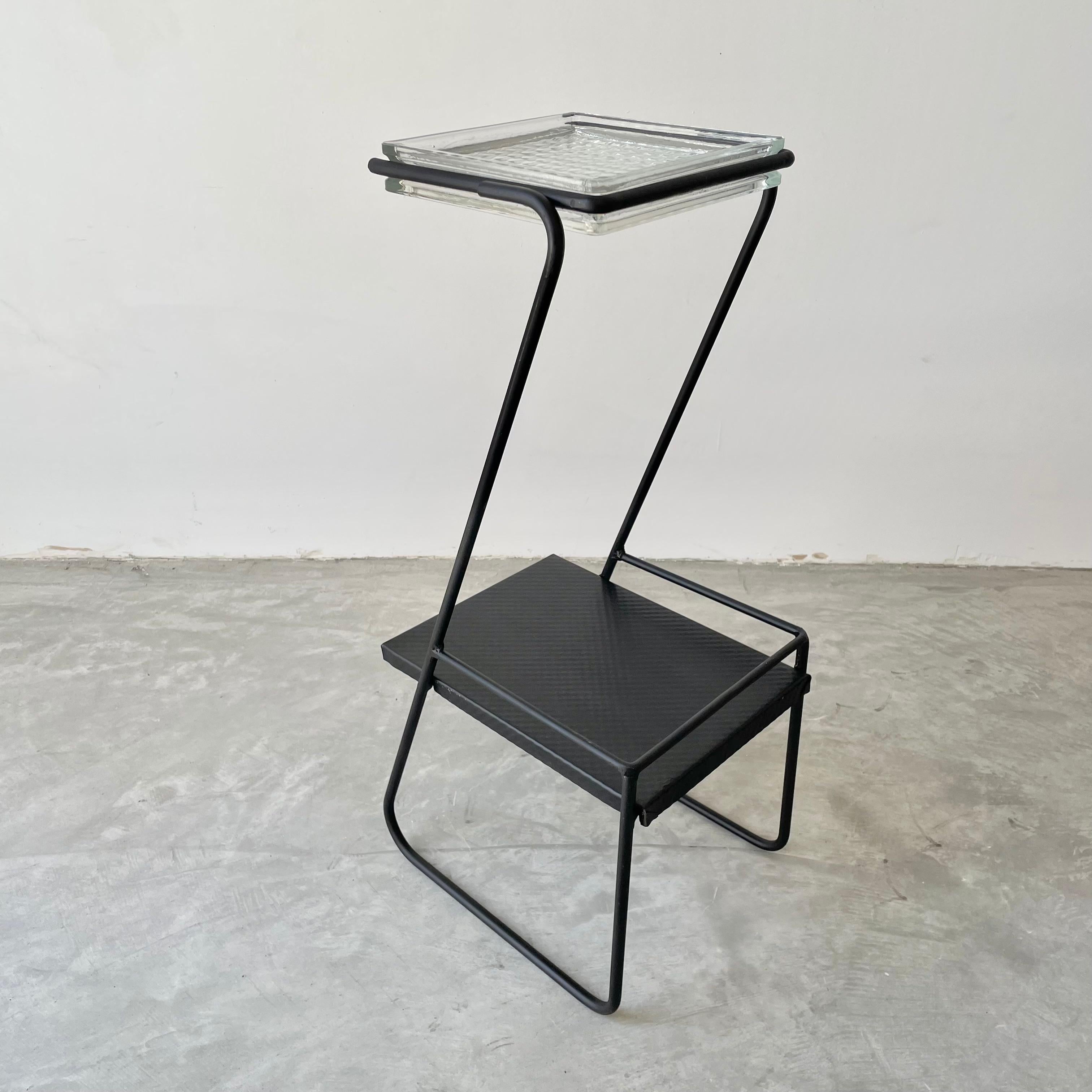 Mid-Century Modern Mategot Style Side Table in Iron and Glass, 1950s For Sale