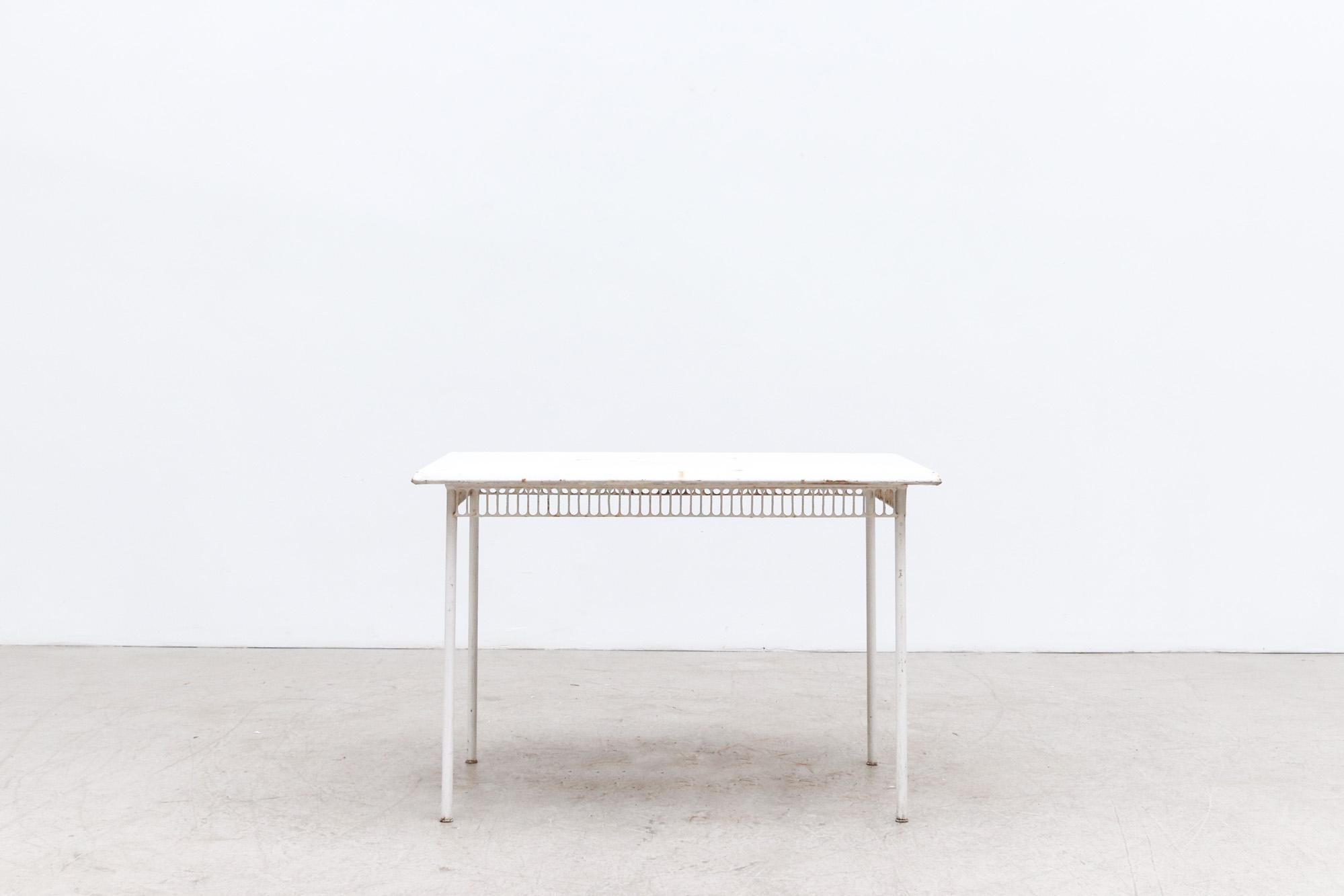 Mid-Century Modern Mategot Style White Enameled Outdoor Table