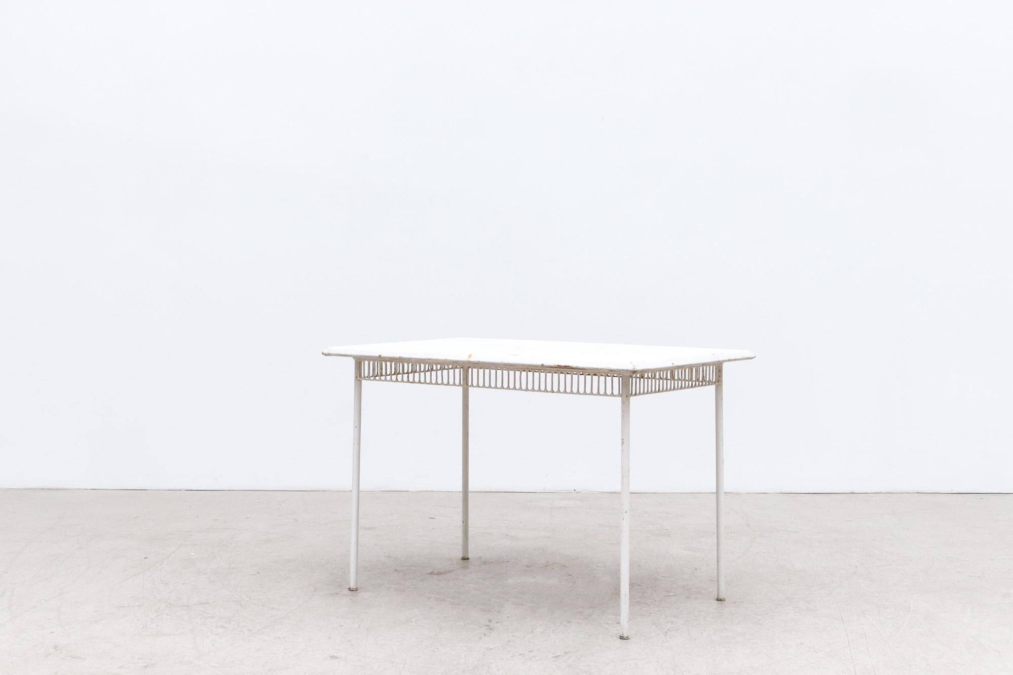 Dutch Mategot Style White Enameled Outdoor Table