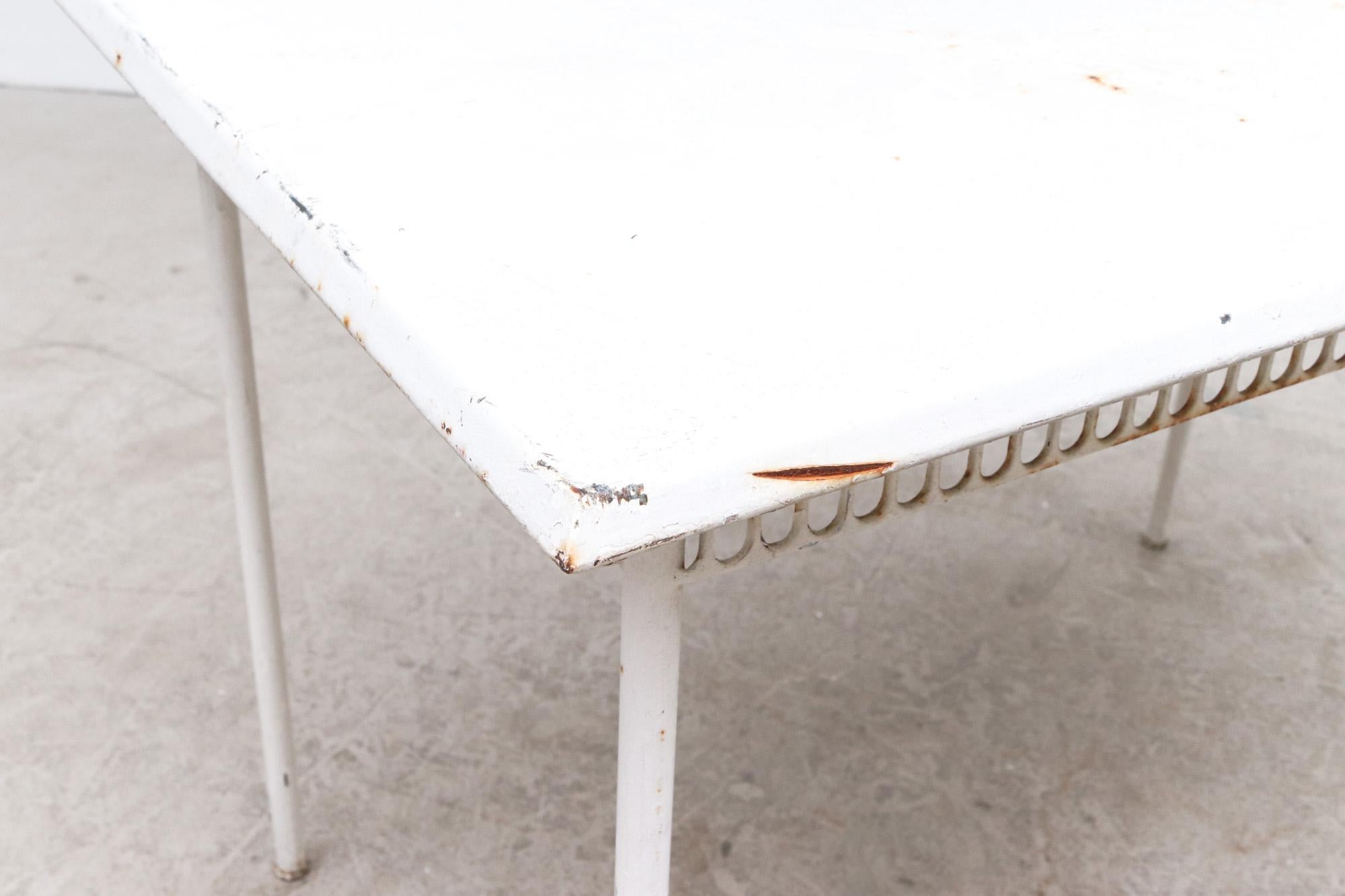 Mid-20th Century Mategot Style White Enameled Outdoor Table