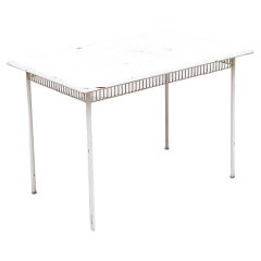 Used Mategot Style White Enameled Outdoor Table