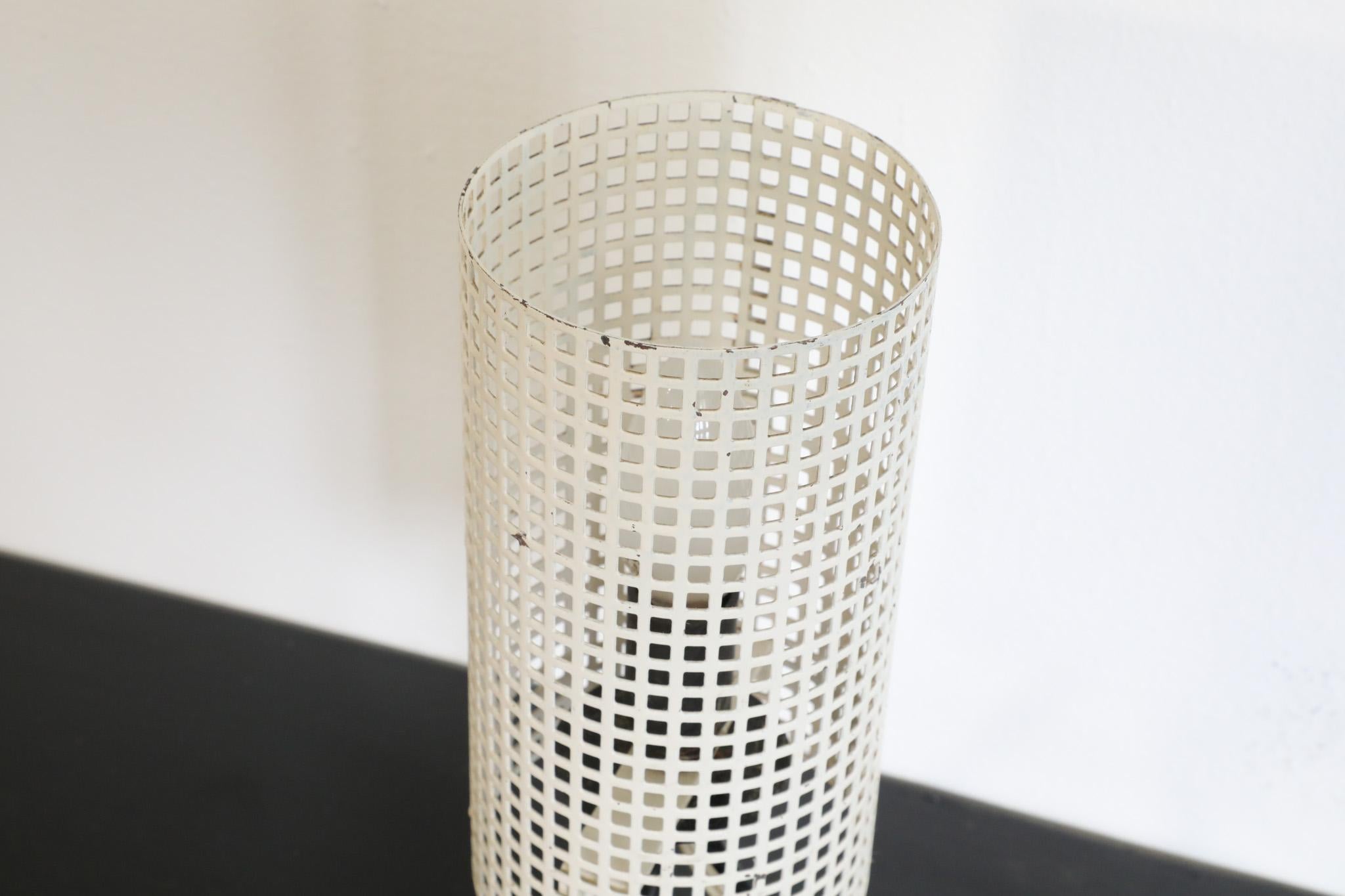 Mategot Style White Perforated Cylinder Table Lamp 2