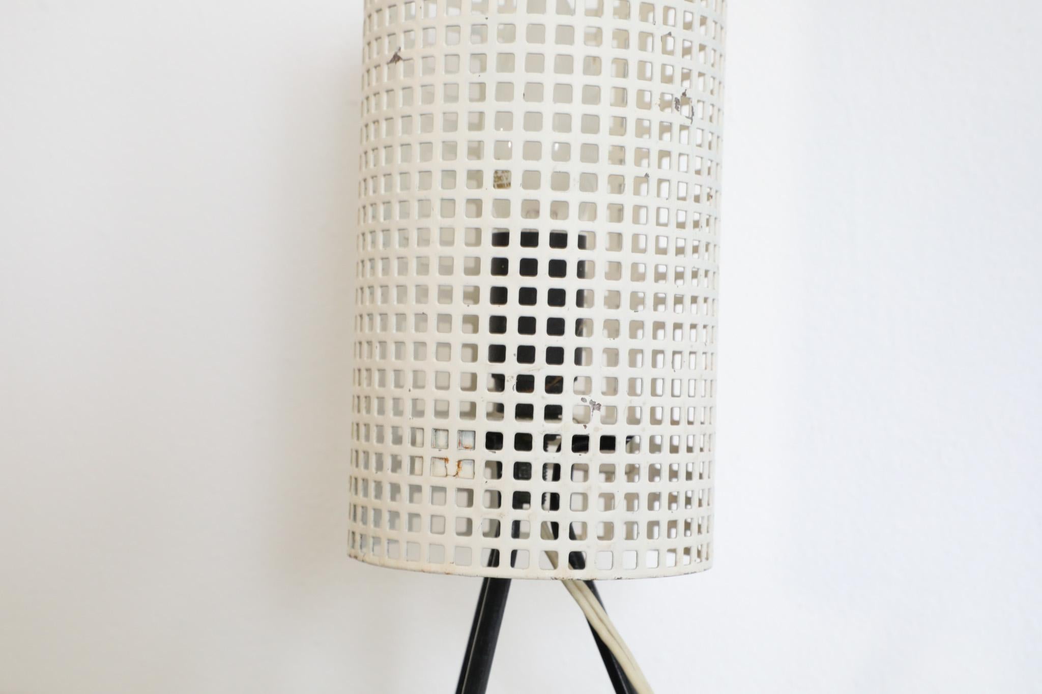 Mategot Style White Perforated Cylinder Table Lamp 3