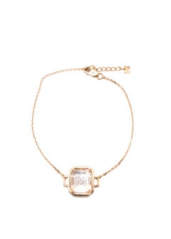 Mateo 14ct Gold Frame Quartz Crystal Diamond Initial Pendant Bracelet