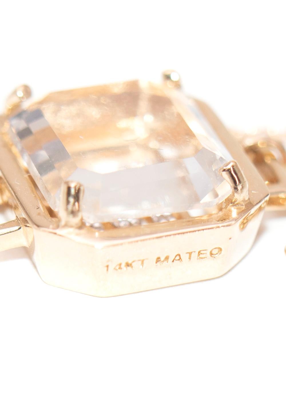 Mateo 14ct Gold Frame Quartz Crystal Diamond Initial Pendant Bracelet For Sale 2