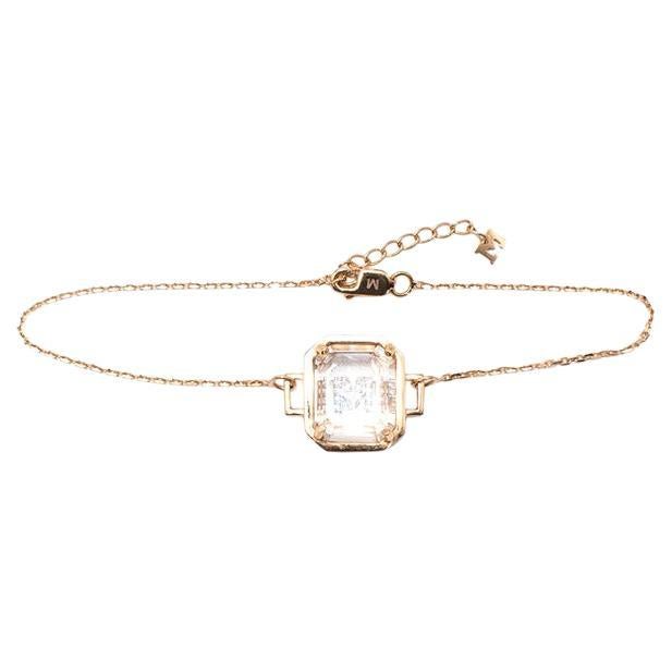 Mateo 14ct Gold Frame Quartz Crystal Diamond Initial Pendant Bracelet For Sale