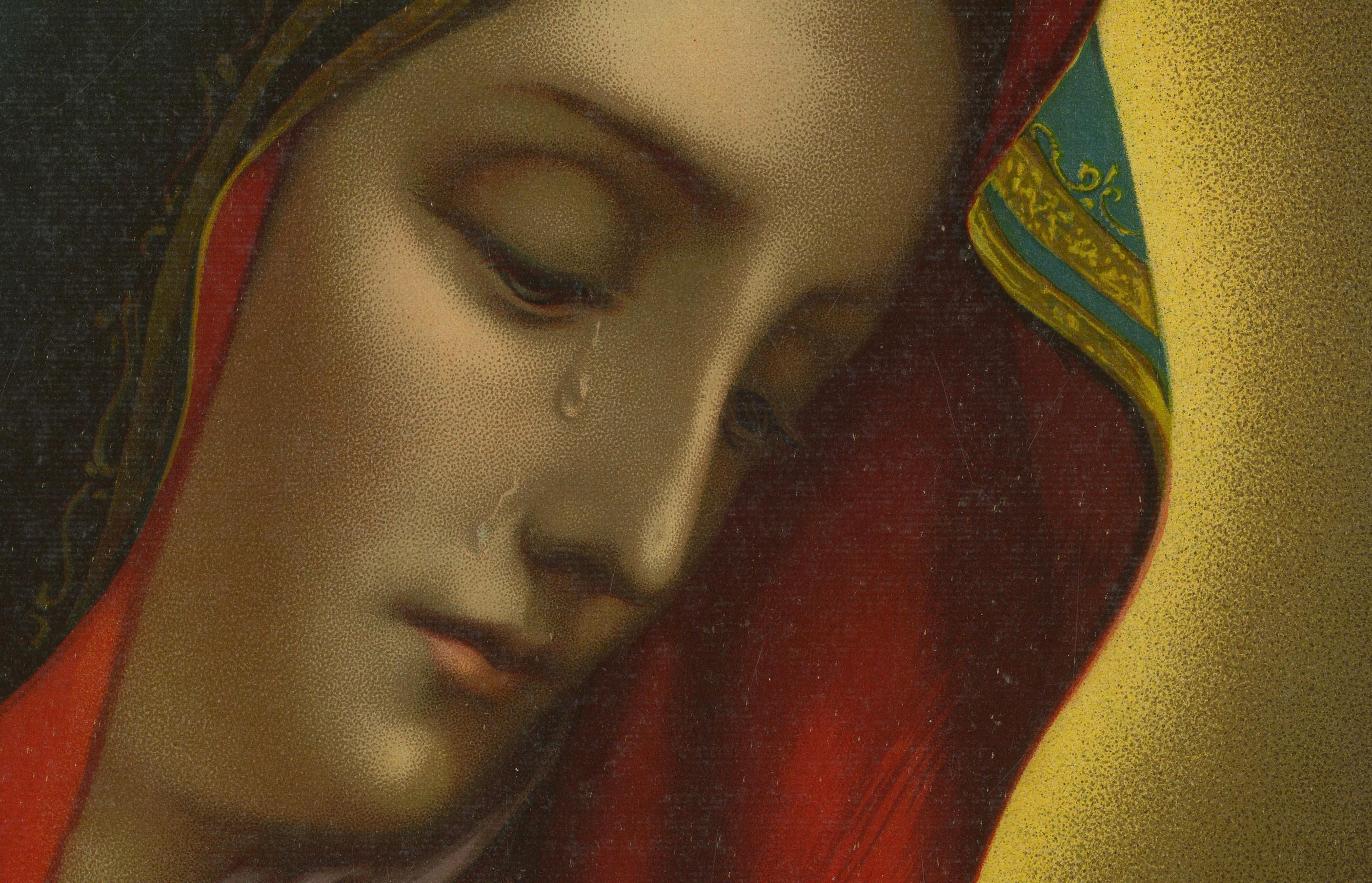 Mater Dolorosa, 1899 Deutsche Chromolithographie der Schmerzhaften Mutter, Dresden (19. Jahrhundert) im Angebot