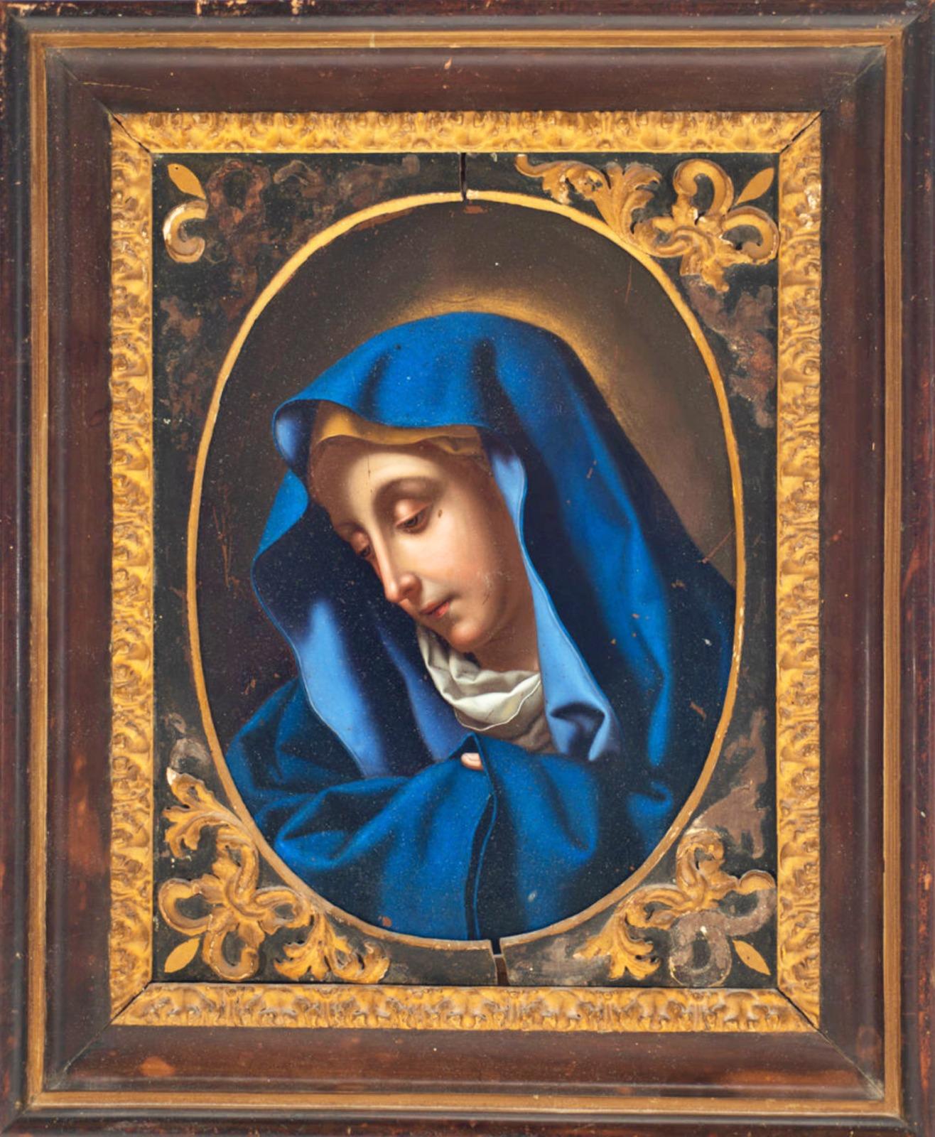 Oval of Mater Dolorosa, Bartolomeo Mancini (Florence 1630 - Rome 1715)
Signed on the back: B. Mancini Firenze 1697.
Measurements: 27 x 20 (copper oval).
Origin: Naples, South Italy
Good condition.
