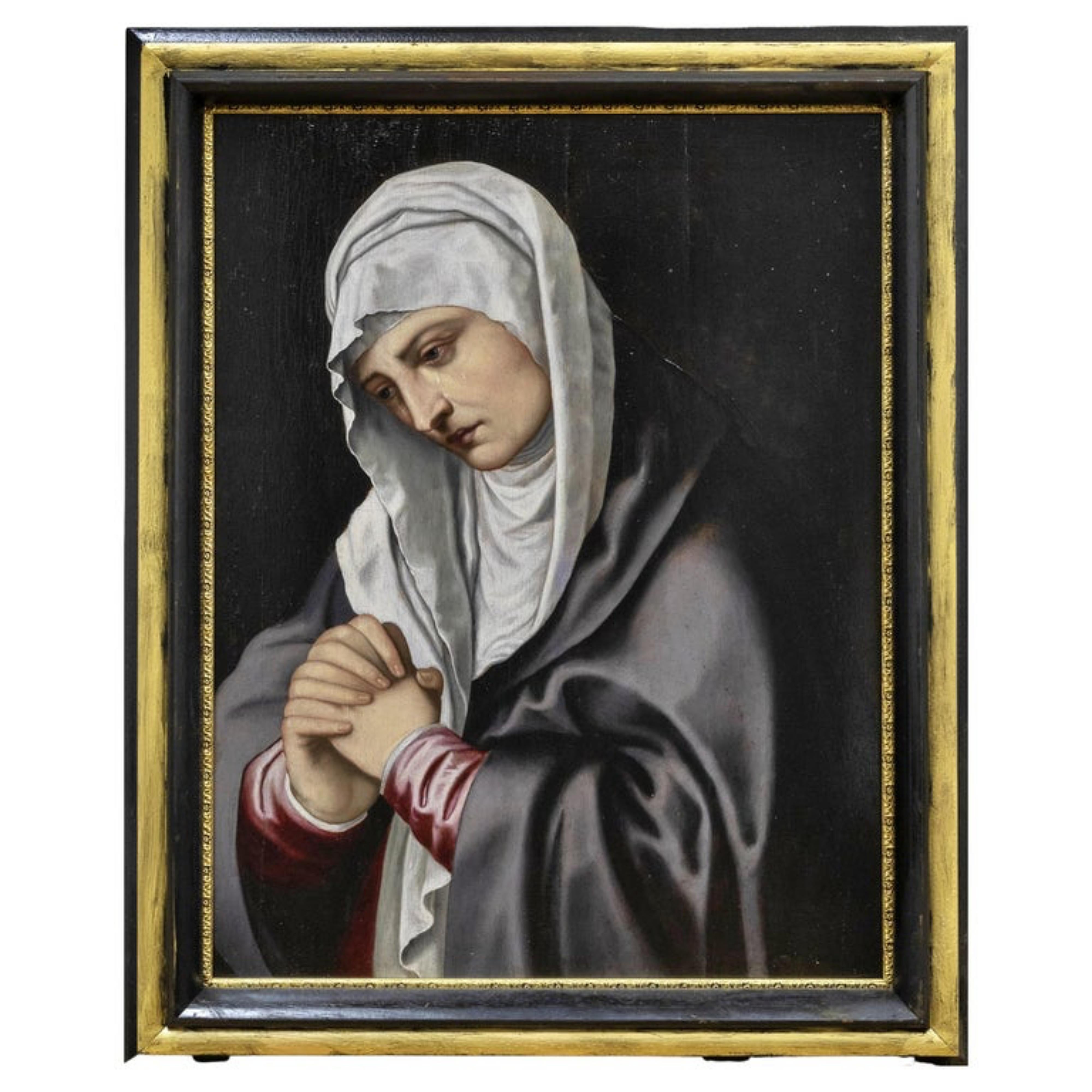 „MATER DOLOROSA“ FOLLOWER TITIAN VECELLIO 17. Jahrhundert (Barock) im Angebot