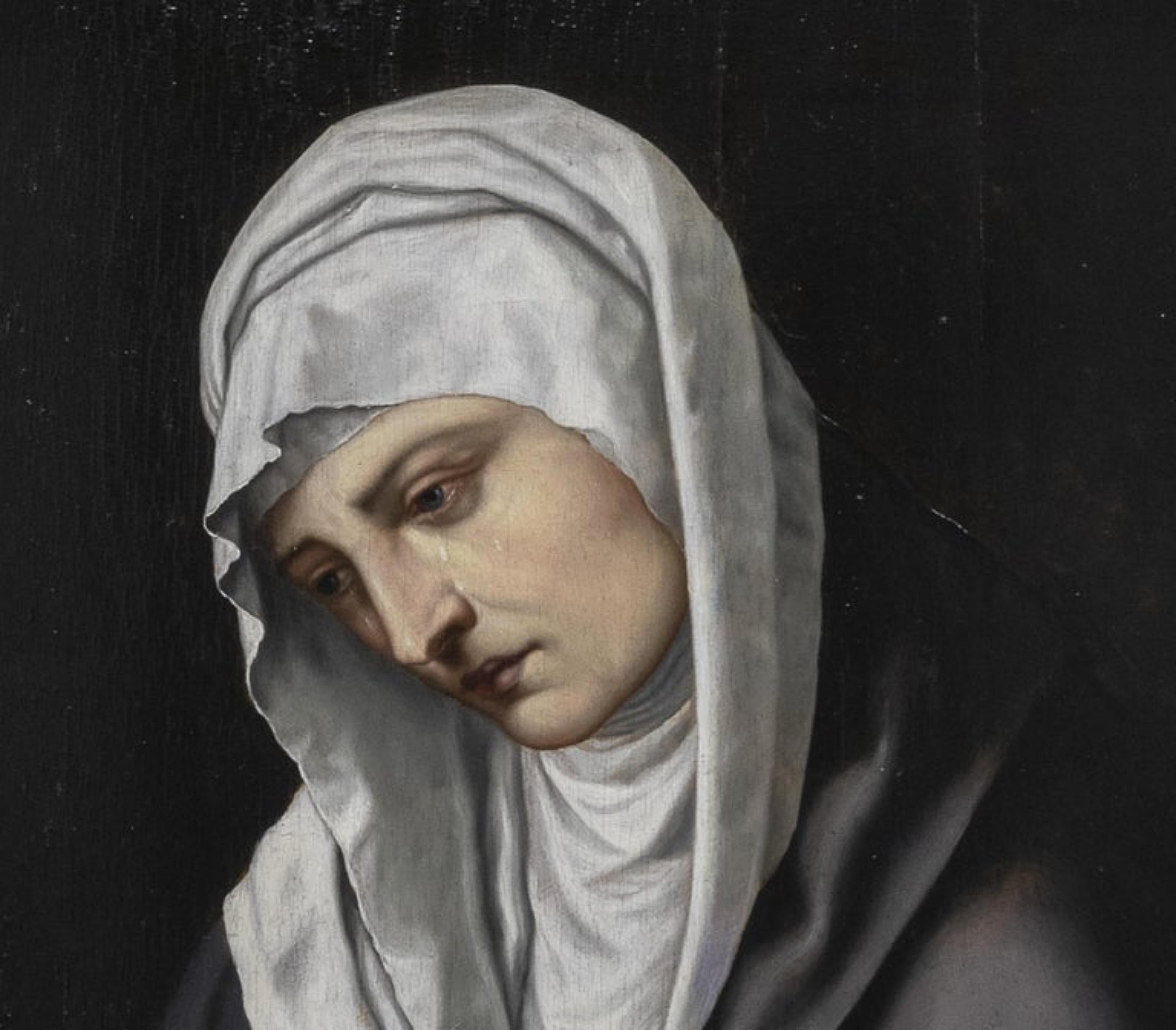 „MATER DOLOROSA“ FOLLOWER TITIAN VECELLIO 17. Jahrhundert (Italienisch) im Angebot