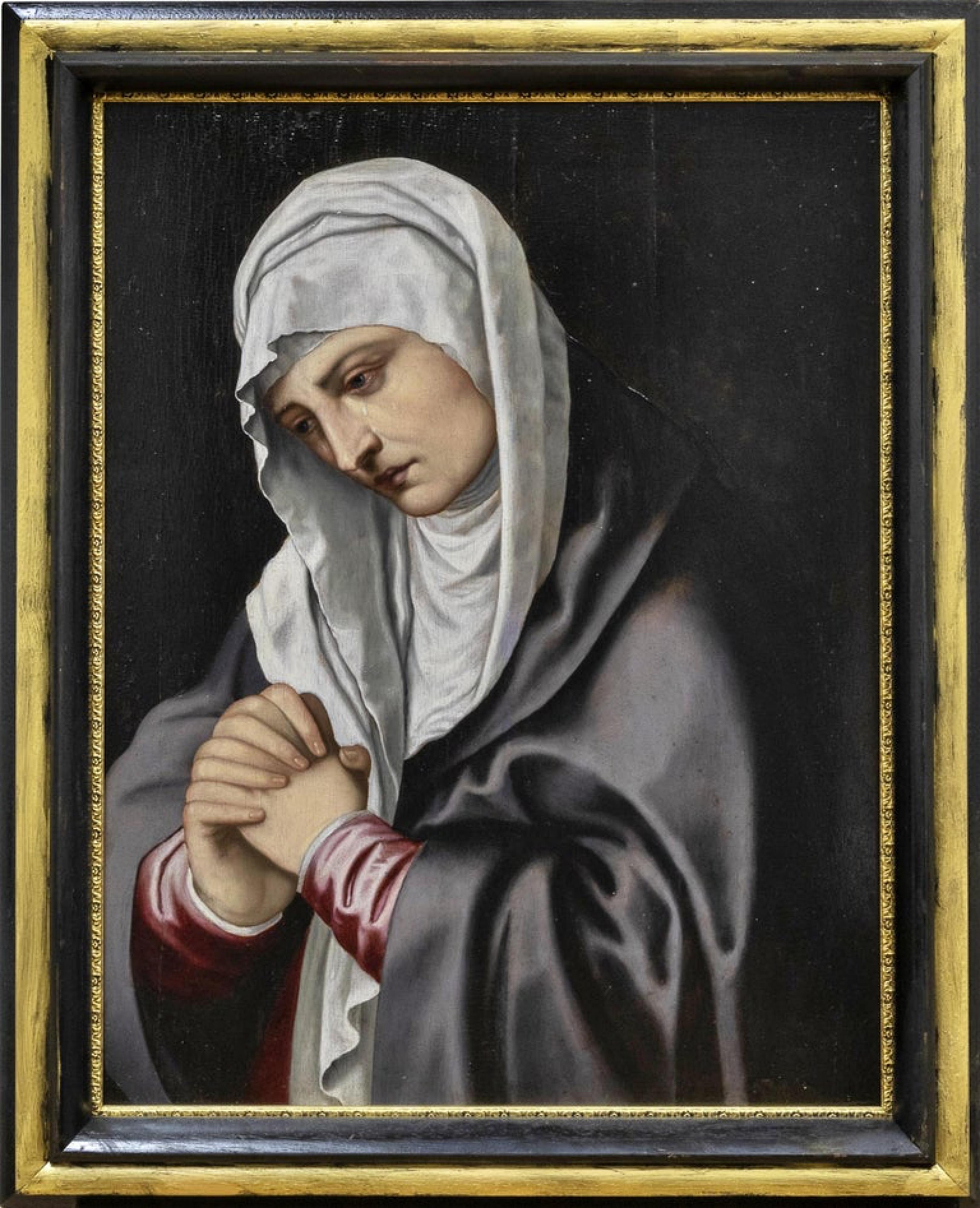 „MATER DOLOROSA“ FOLLOWER TITIAN VECELLIO 17. Jahrhundert im Zustand „Gut“ im Angebot in Madrid, ES