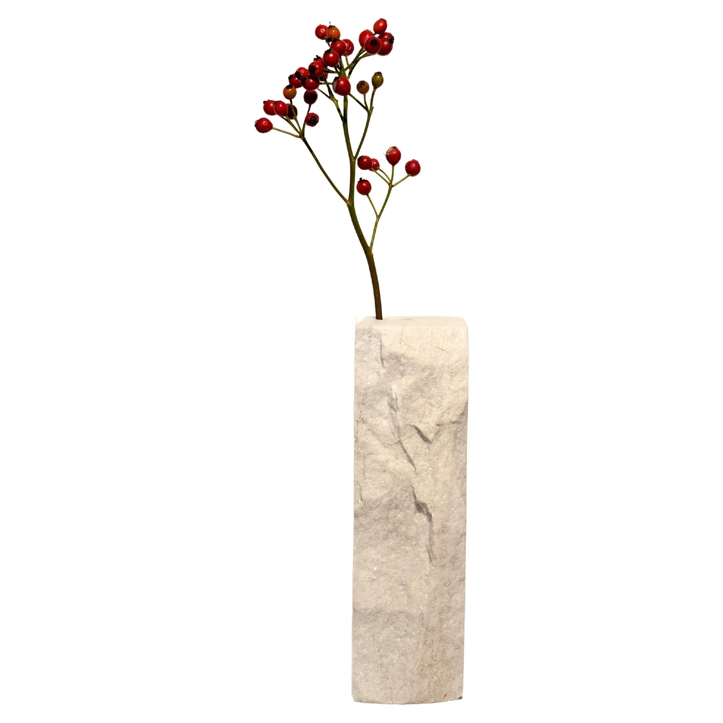 mater marble vase for botanical composition raw and polished For Sale