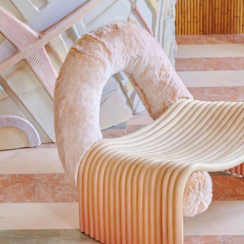Mater Sculptural Rattan and Upholstered Armchair by Houtique For Sale 2