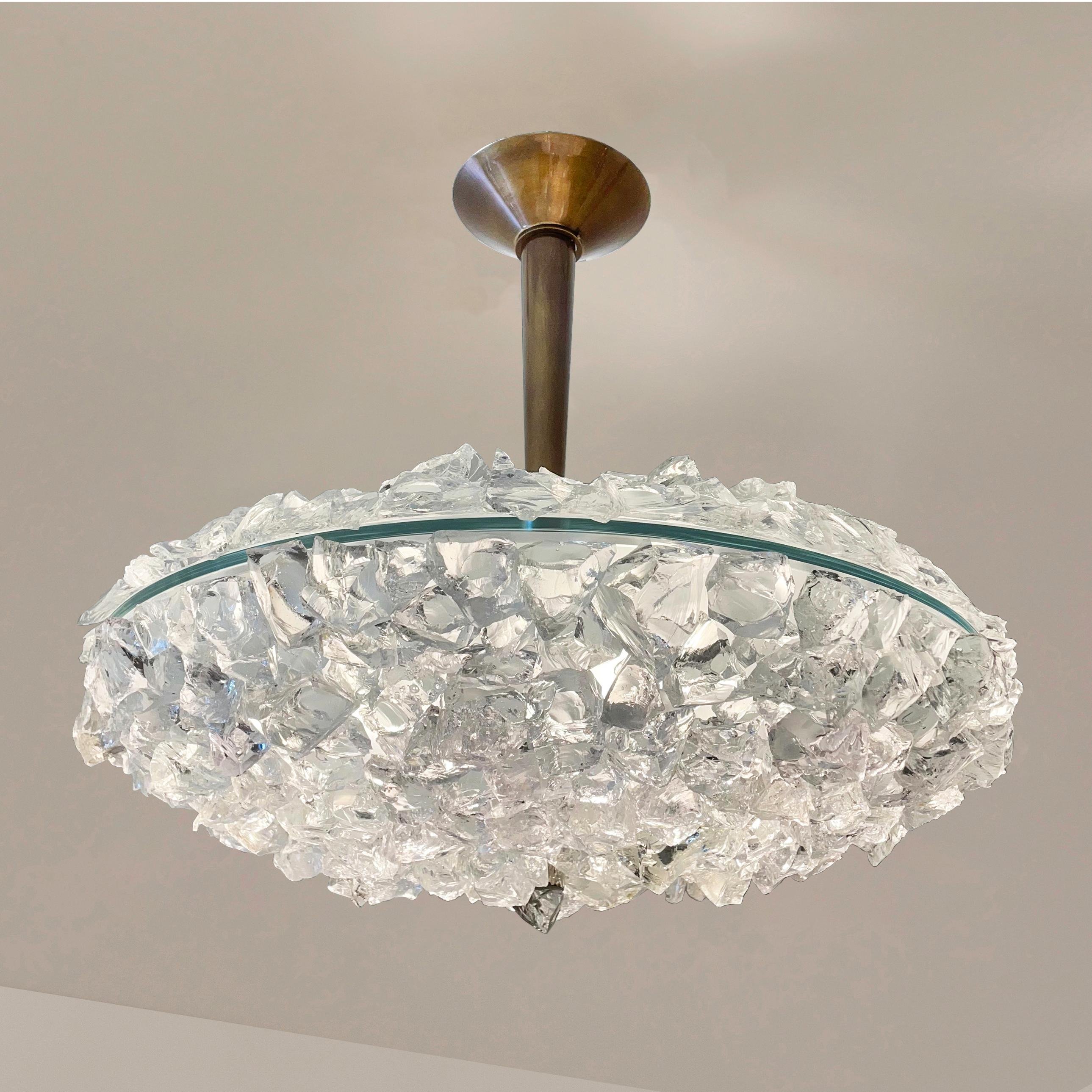 Matera Grande Ceiling Light by Gaspare Asaro-Polished Brass Finish In New Condition For Sale In New York, NY