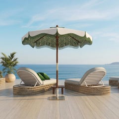 Matera Outdoor Parasol with Iroko Base and Vintage Ikat Fringe