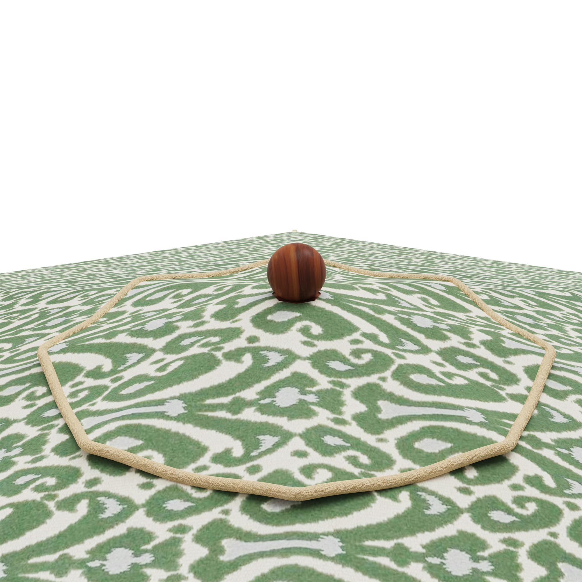 Portoghese Ombrellone da esterno Matera con base in Iroko e frangia Ikat vintage in vendita