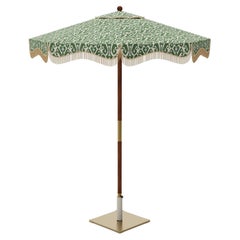 Matera Outdoor Parasol with Iroko Base and Vintage Ikat Fringe