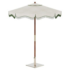 Matera Outdoor Parasol with Iroko Base and Vintage Ikat Fringe