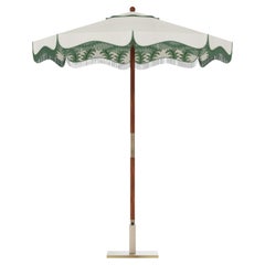 Matera Outdoor Parasol with Iroko Base and Vintage Ikat Fringe
