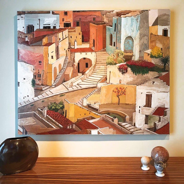This beautiful panel is a single piece and was created after visiting the wonderful city of Matera, declared human heritage.
The emotion that this particular landscape conveys to visitors is unique, and the artist in this panel want to transmit it