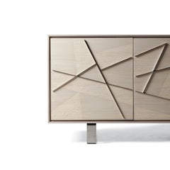 Materia Geometria Solid Wood Sideboard, Oak and Walnut Grey Finish, Contemporary