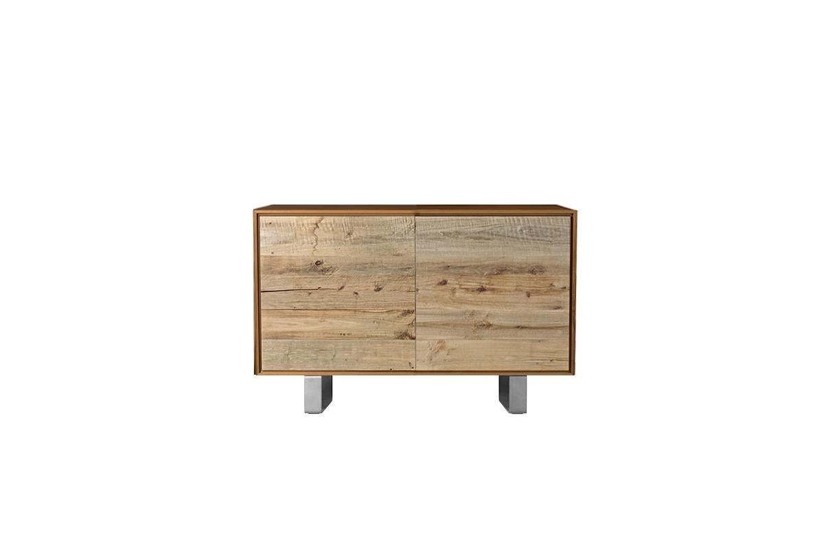 Italian Materia Ontano Solid Wood Sideboard, Alder & Walnut Natural finish, Contemporary For Sale