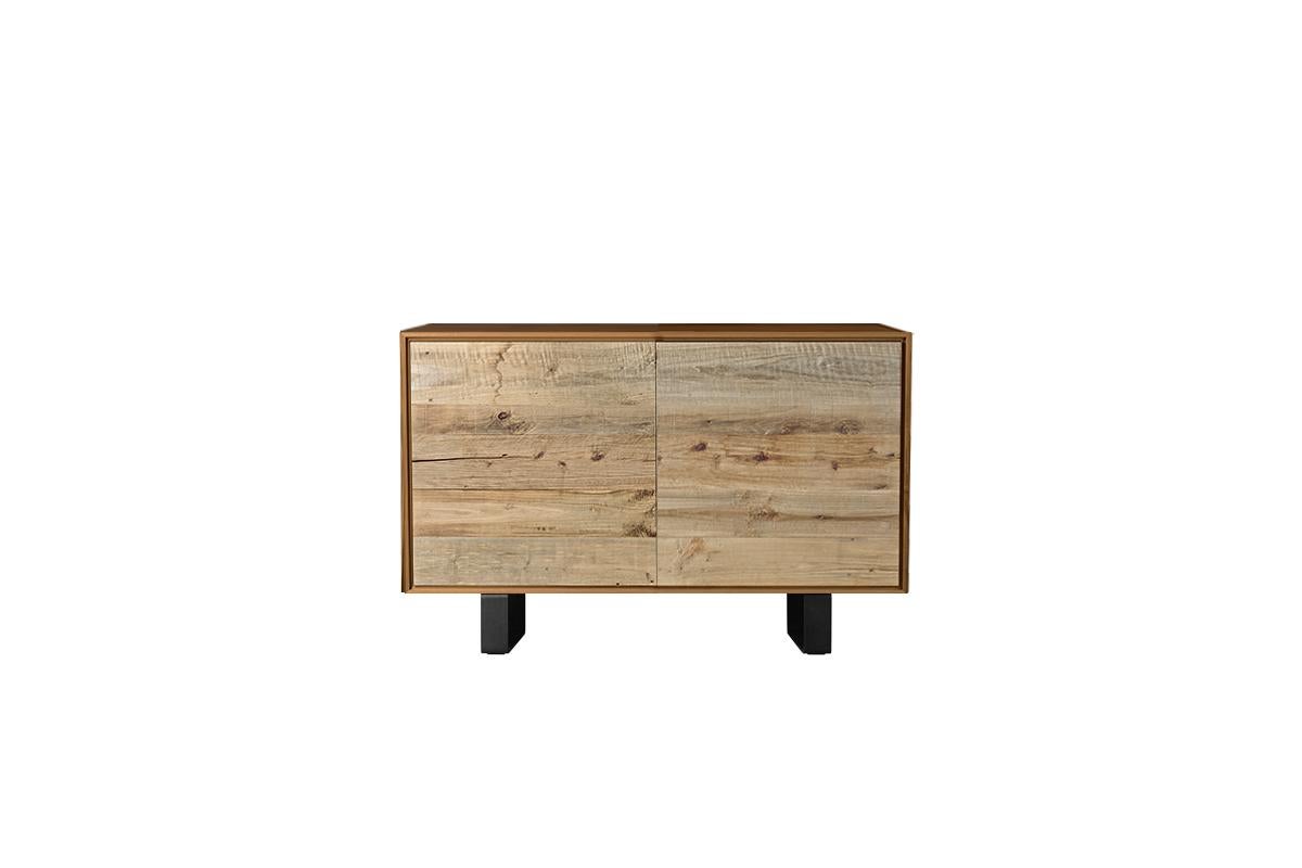 Oiled Materia Ontano Solid Wood Sideboard, Alder & Walnut Natural finish, Contemporary For Sale