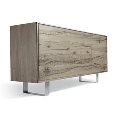 Materia Rovere Solid Wood Sideboard, Oak and Walnut Grey Finish, Contemporary