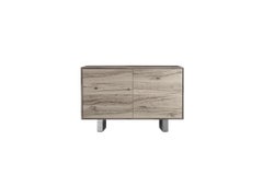 Materia Rovere Solid Wood Sideboard, Oak and Walnut Grey Finish, Contemporary
