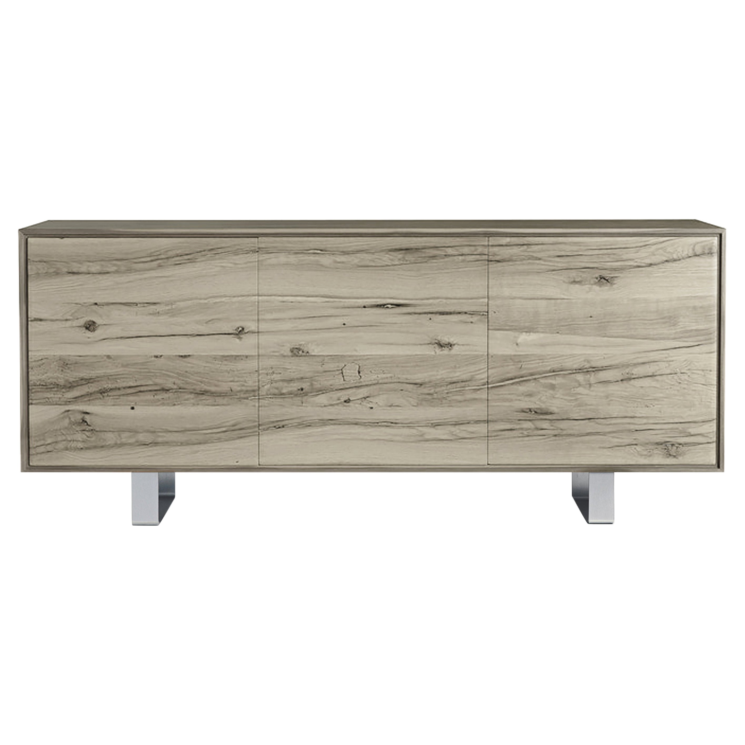 Materia Rovere Solid Wood Sideboard, Oak and Walnut Grey Finish, Contemporary