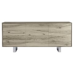 Materia Rovere Solid Wood Sideboard, Oak and Walnut Grey Finish, Contemporary