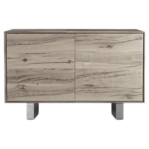 Materia Rovere Solid Wood Sideboard, Oak and Walnut Grey Finish, Contemporary For Sale