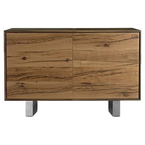 Materia Rovere Solid Wood Sideboard, Oak and Walnut Natural Finish, Contemporary For Sale