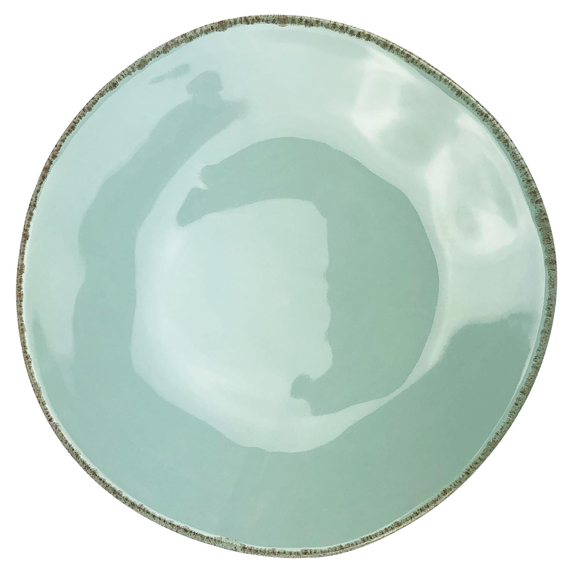 Materia Set of 6 Round Aquamarine Charger Plates For Sale