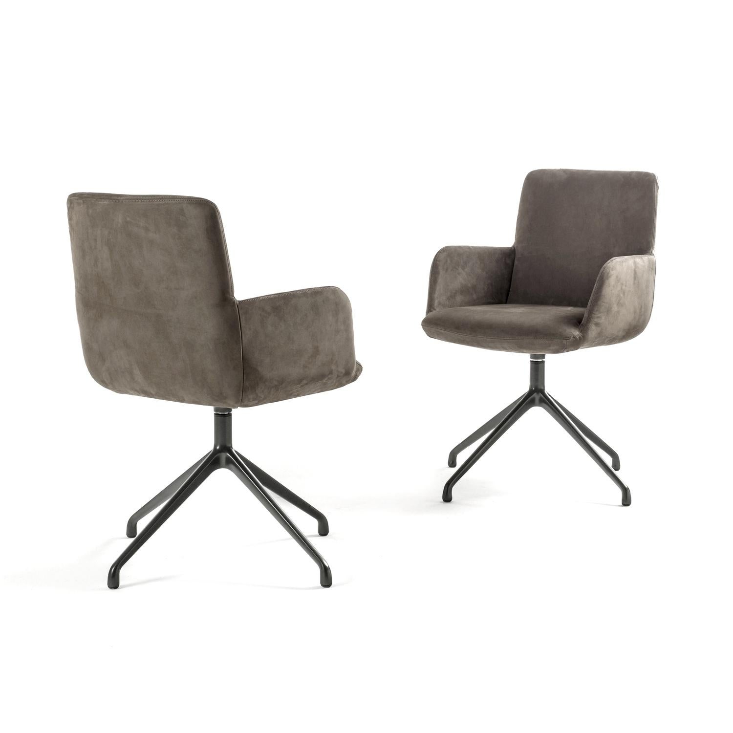 Modern In Stock in Los Angeles, Grey Nabuk Armchair by Claudio Bellini, Made in Italy