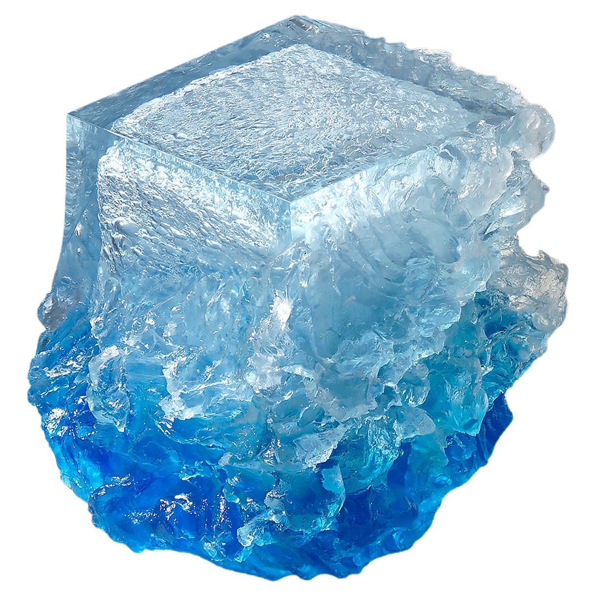 Sgabello contemporaneo in vetro acrilico blu di Eduard Locota in vendita