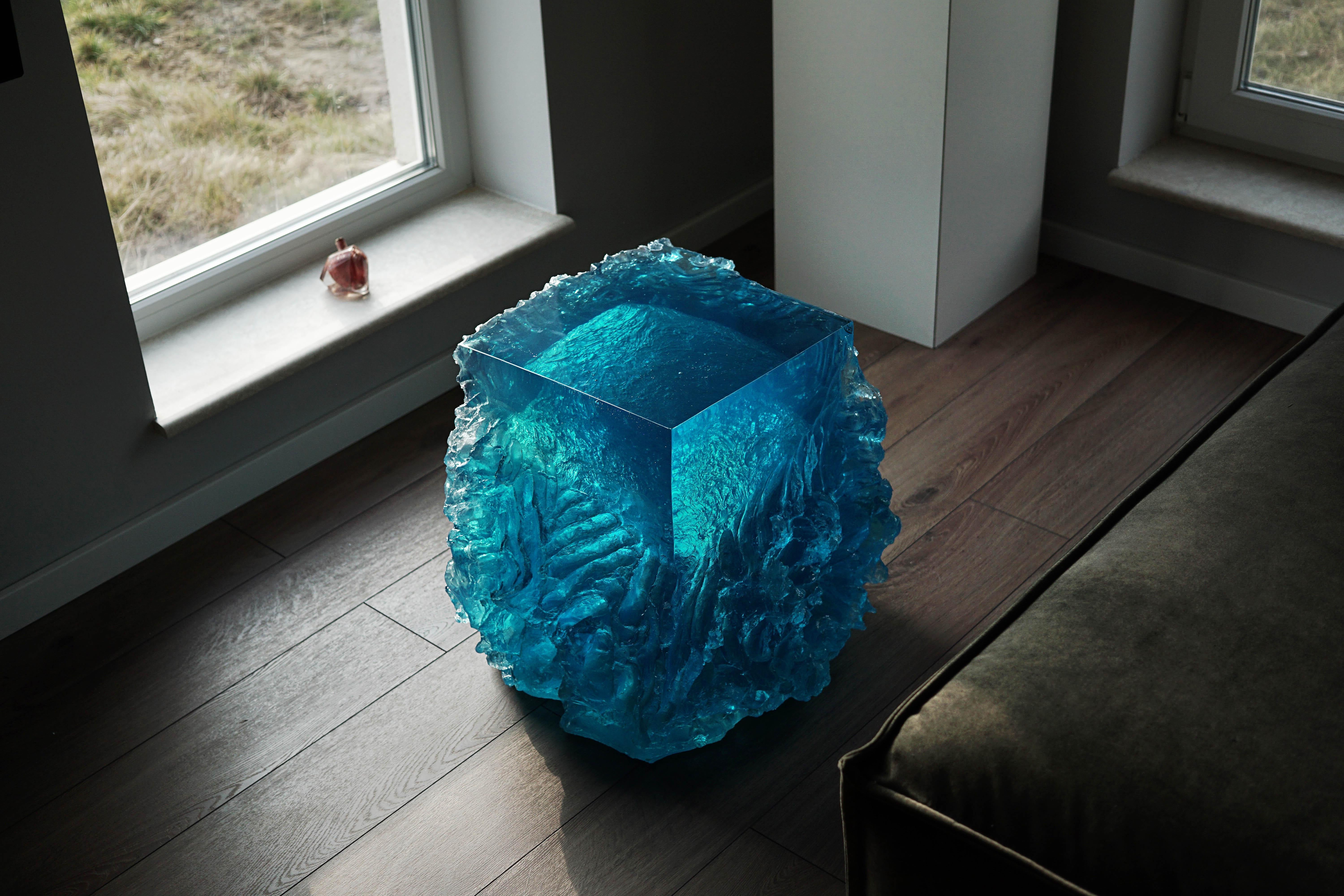 Cast Materiality Vol. 1: Side Table & Stool by Eduard Locota. Acrylic Glass & Bronze For Sale