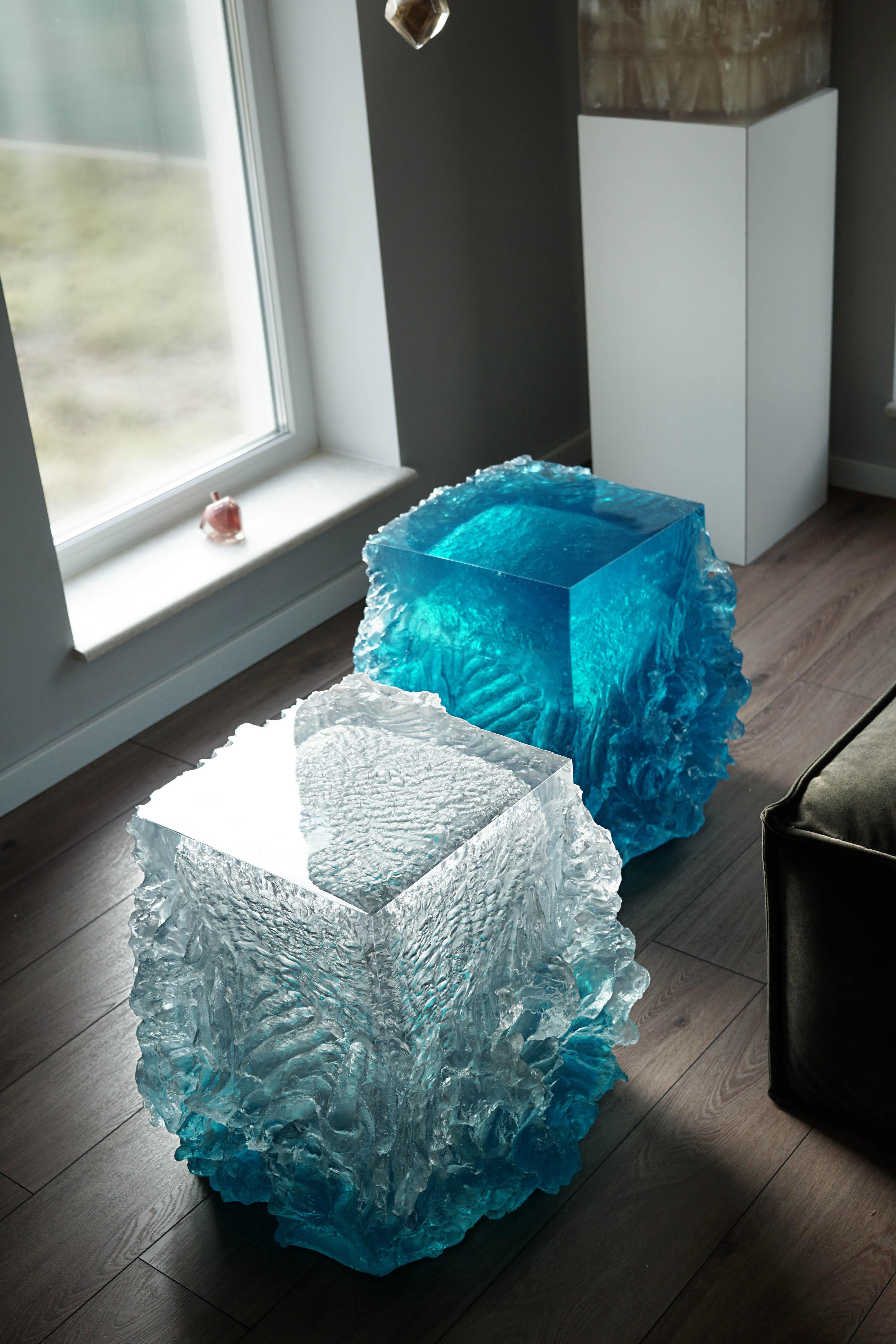 Materiality Vol. 1: Side Table & Stool by Eduard Locota. Acrylic Glass & Bronze For Sale 4