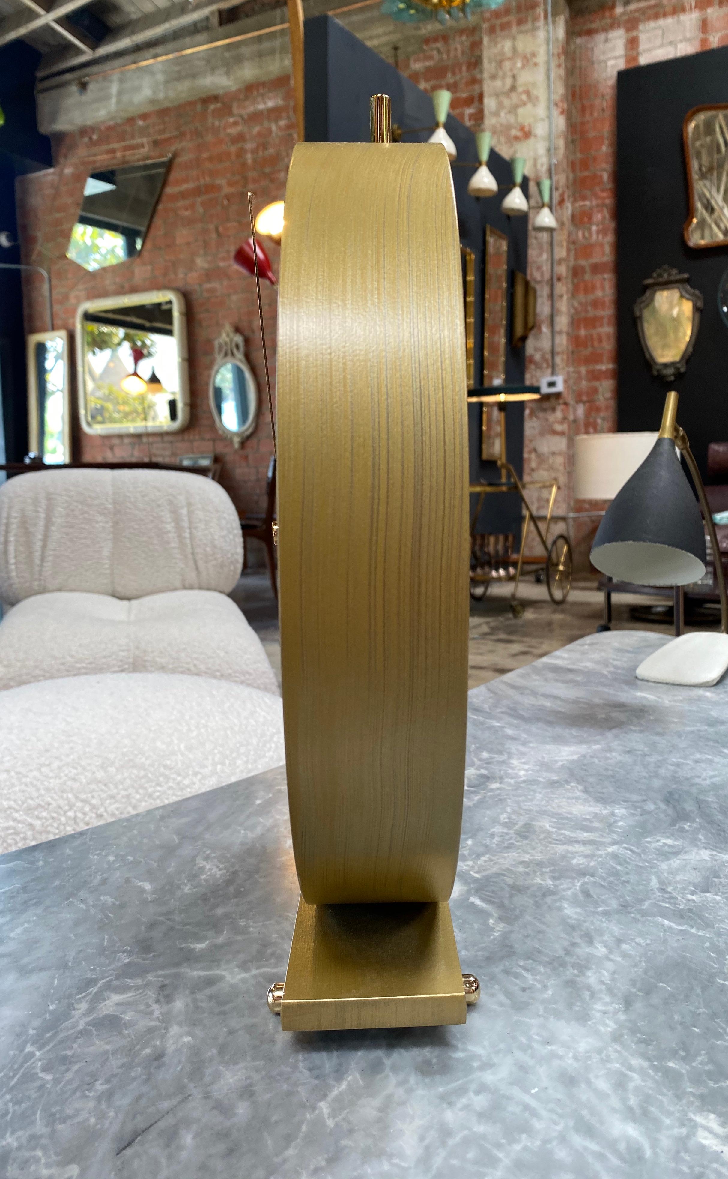 Materico Table Modern Clock 2019 with Sara Noir Marble and Finishes in 24k Gold In New Condition In Los Angeles, CA
