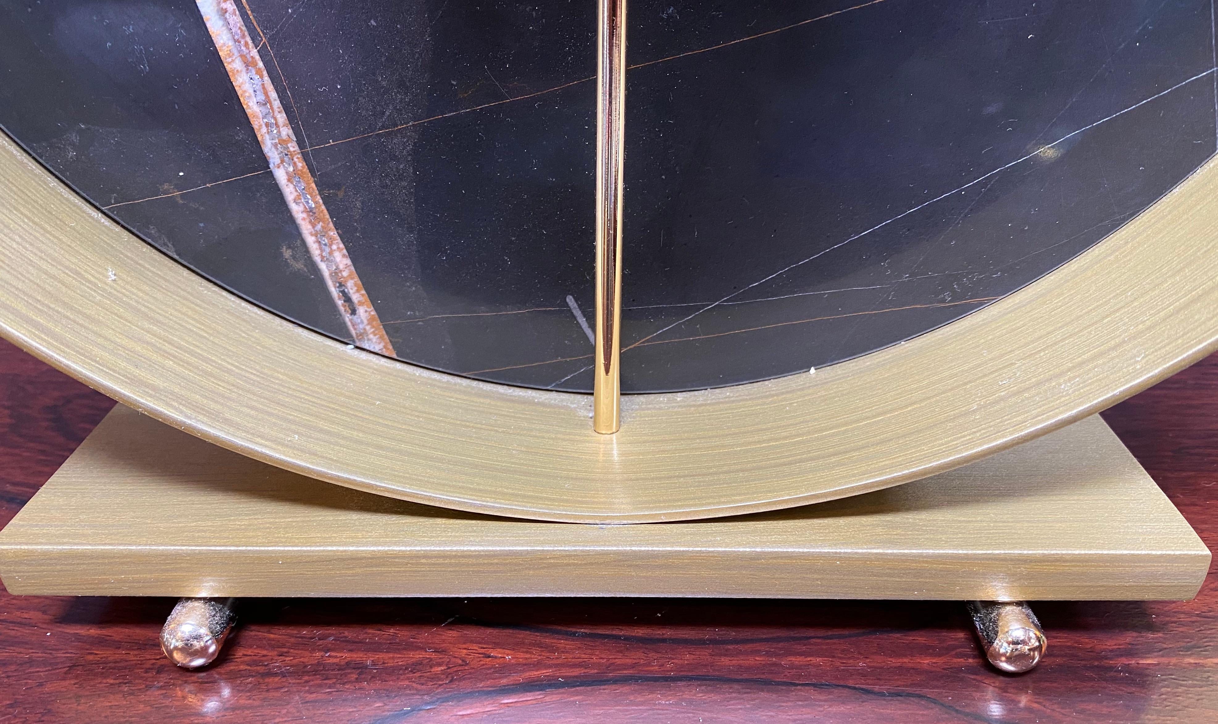 Materico Table Modern Clock 2019 with Sara Noir Marble and Finishes in 24k Gold 1