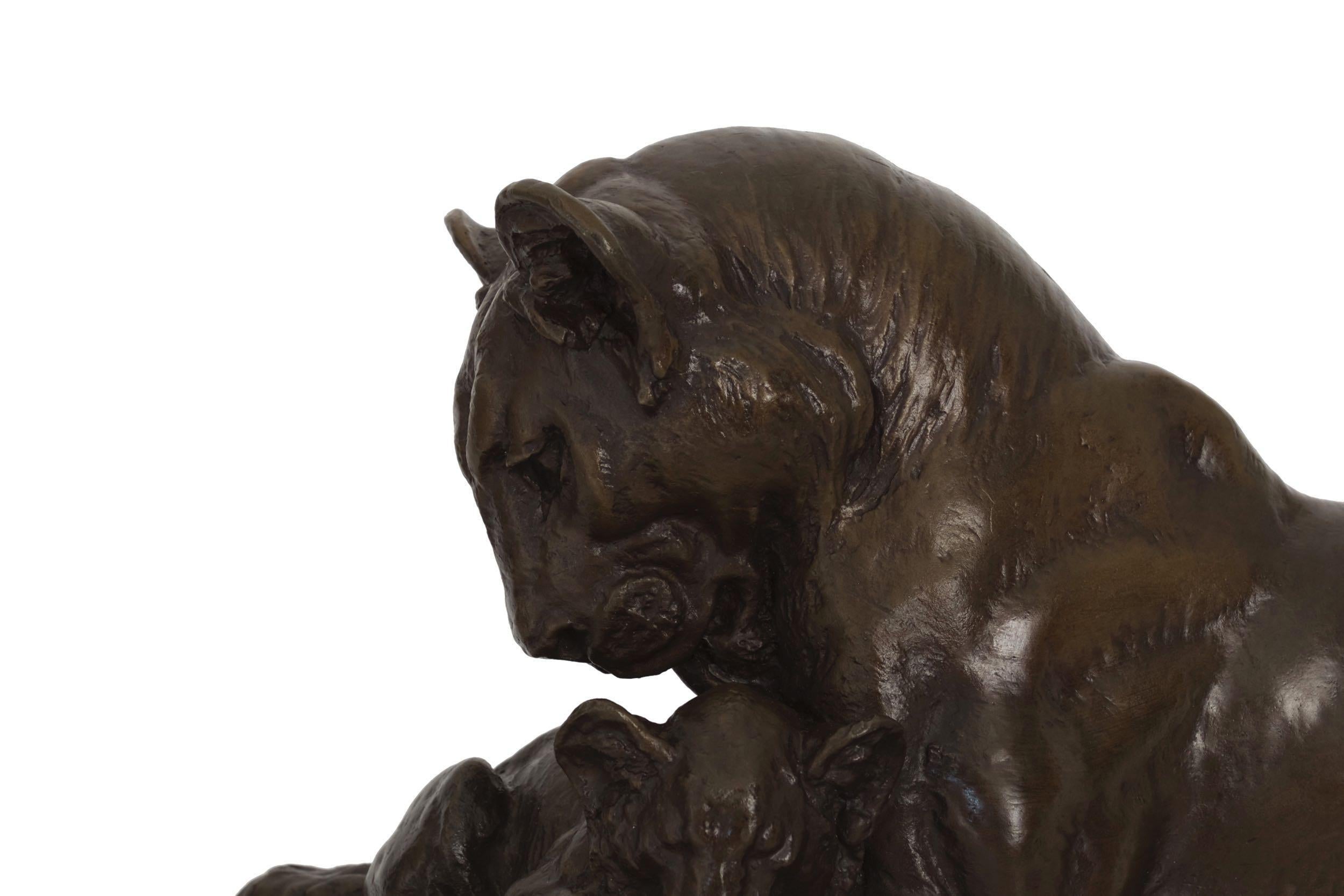 “Maternal Caress” Western Bronze Sculpture after Eli Harvey, American, 1860-1957 2