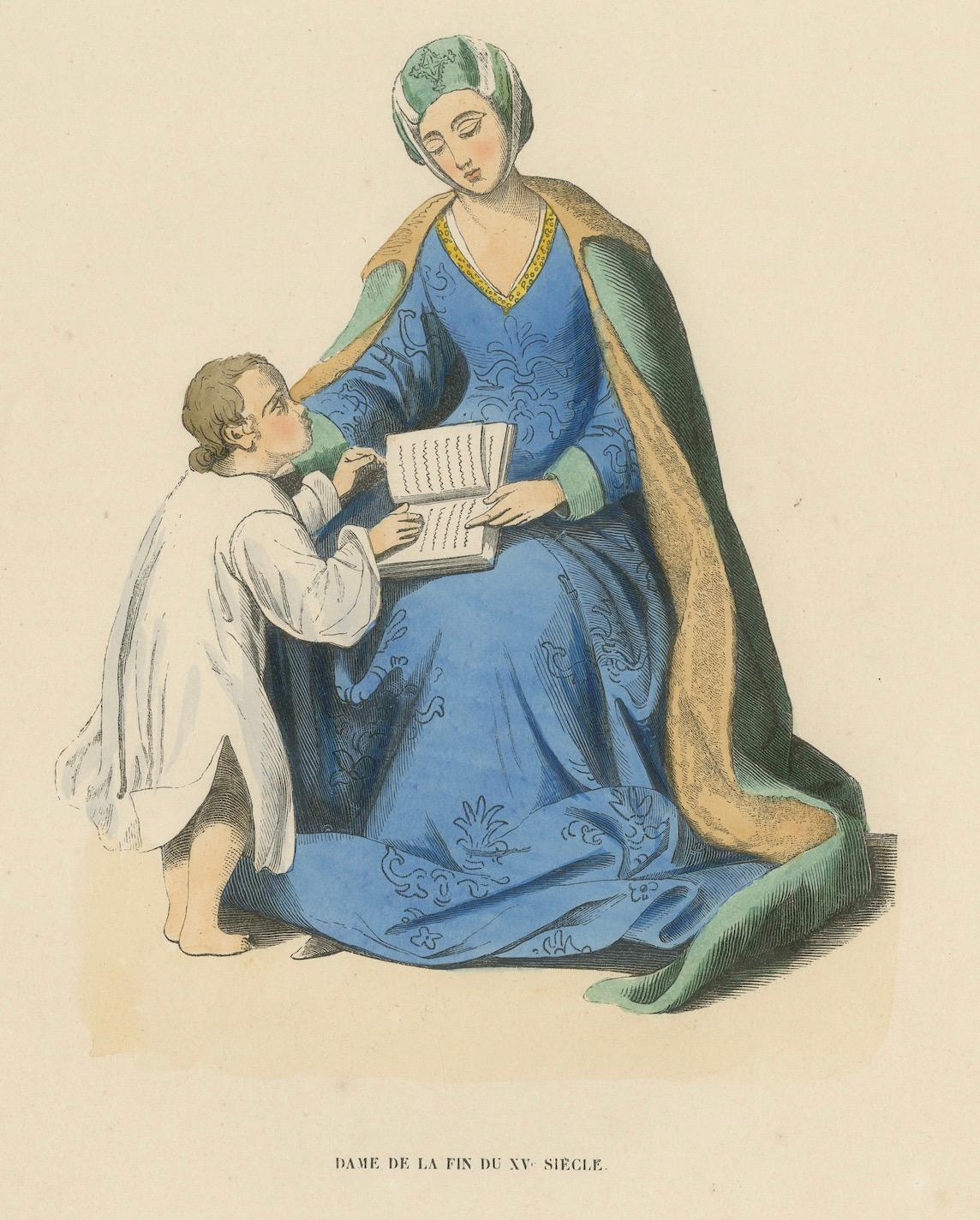 Mid-19th Century Maternal Instruction in the 15th Century: A Noblewoman Teaching a Child, 1847 For Sale