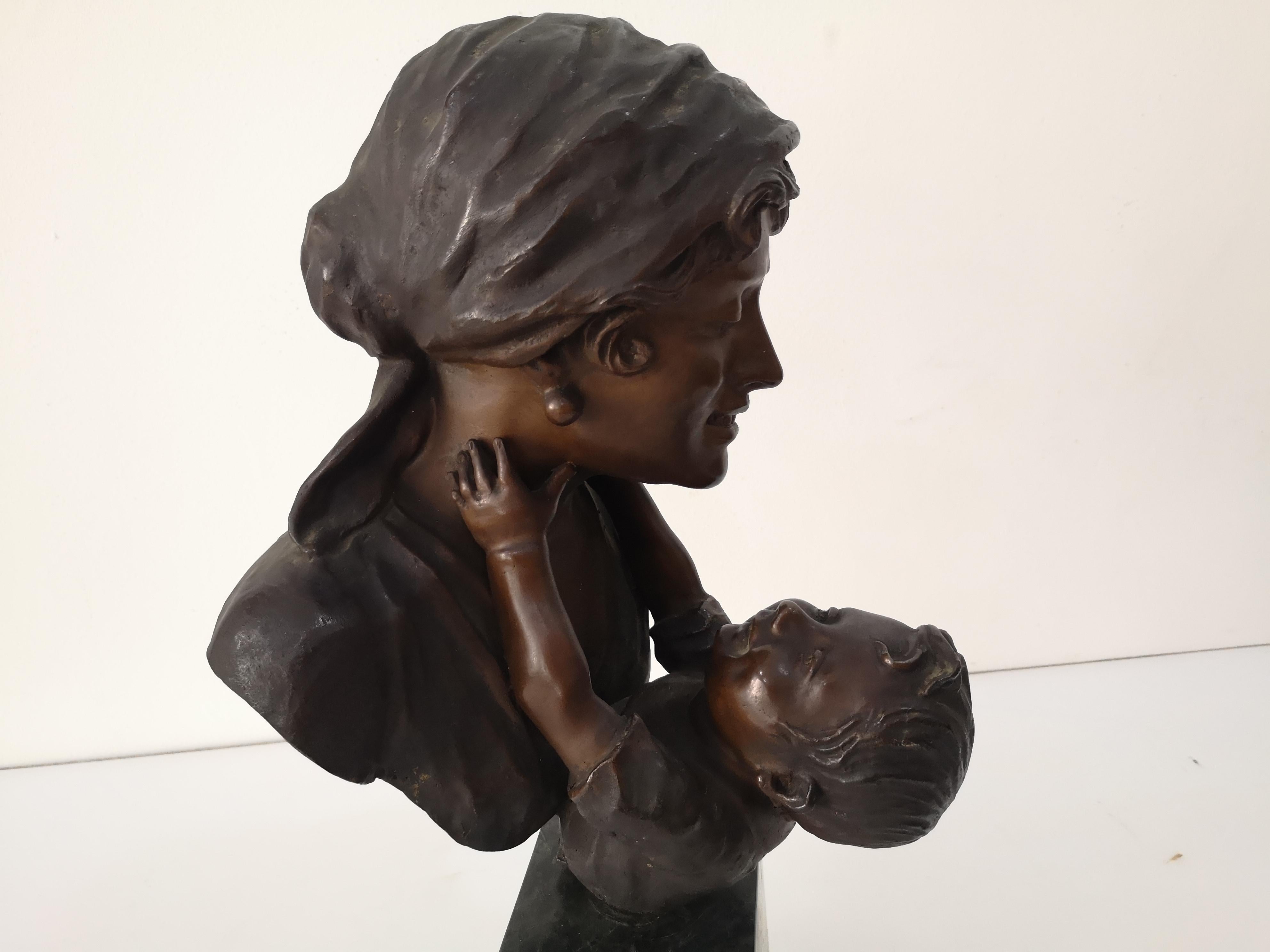 Maternità scultura in bronzo H cm 47 con base marmo firmata G.Micca anni 20 in vendita 12