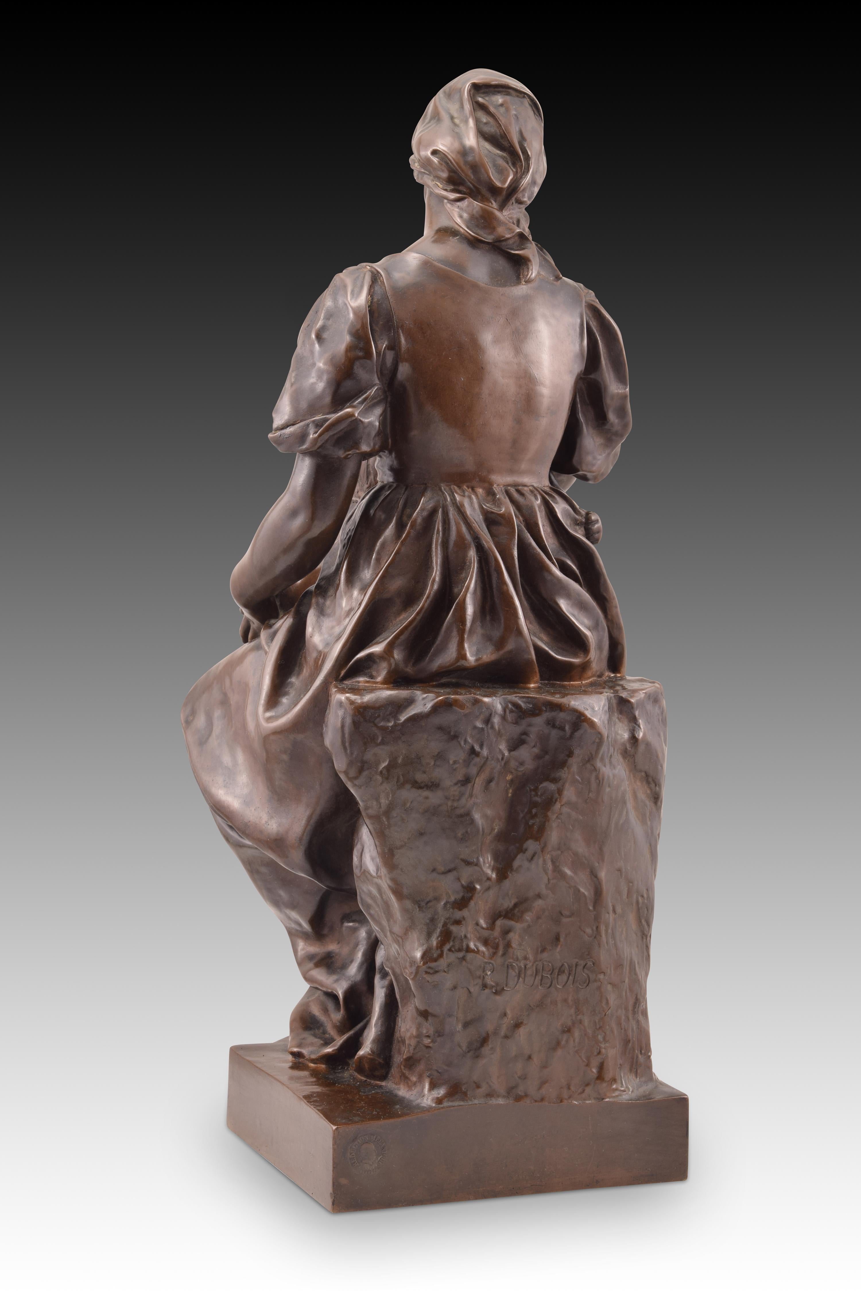 Neoclassical Revival Maternity. Bronze. France, circa late 19th century, DUBOIS, Paul.