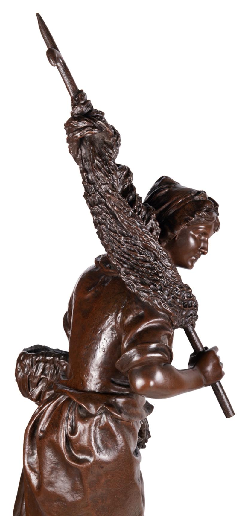 Math. Moreau Bronze Fisher Girl, 19th Century In Good Condition For Sale In Brighton, Sussex