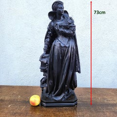 Math Moreau, Mary Stuart, H73cm, Bronze Signed, 19th Century