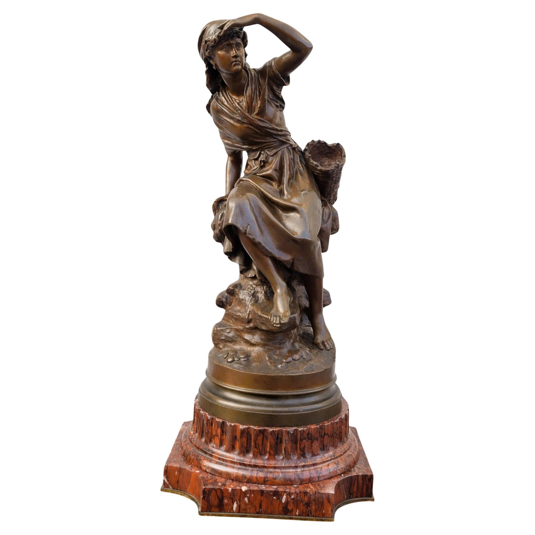 Math Moreau, The Mussel Diver, Signed Bronze, Late 19th Century For Sale